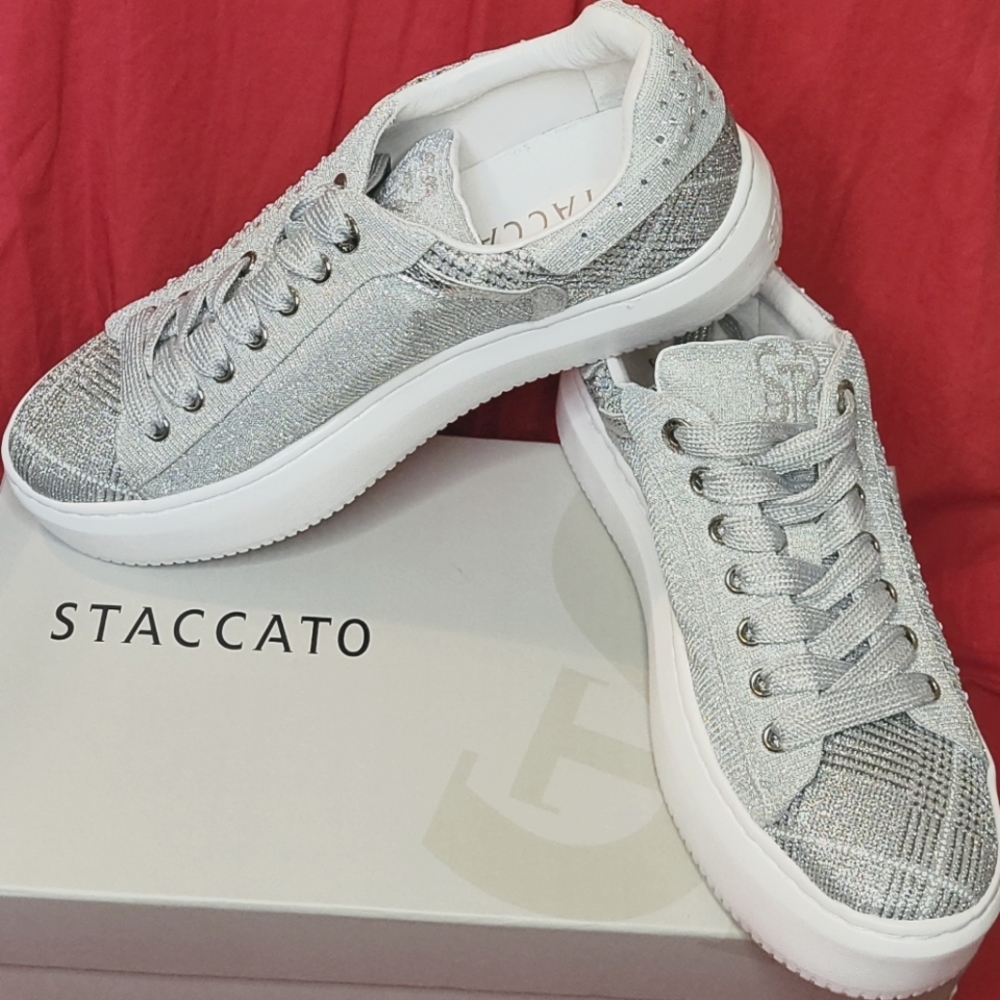 Staccato Fashion Silver Sneaker sz US 5.5, EU 38
